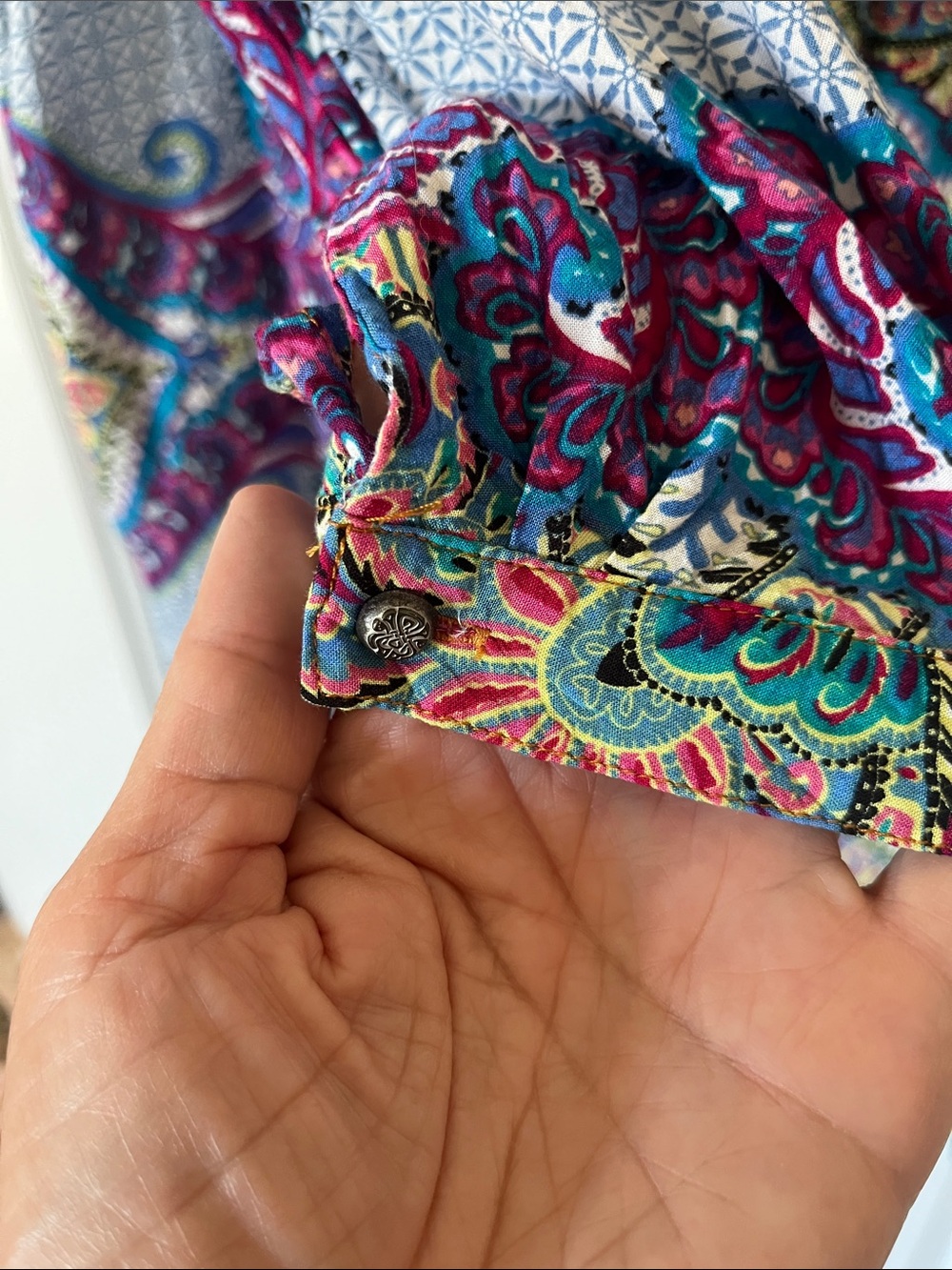 Aratta Silent Journey Boho Paisley Button Down Dress Tunic, Size Large, EUC - Picture 3 of 5